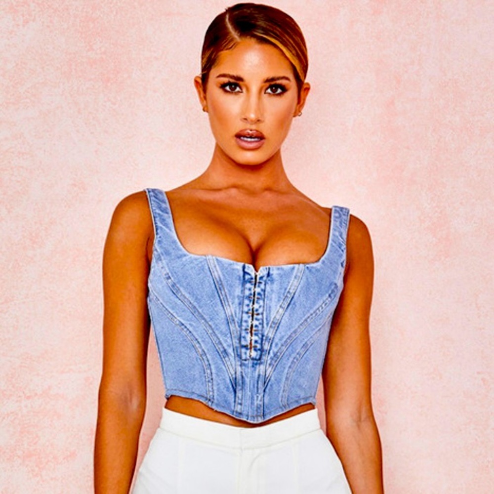 House of CB denim corset top size L
